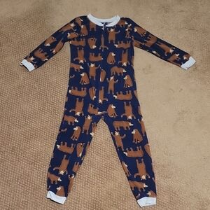 Carter's Bear Print Footie - Navy and Brown